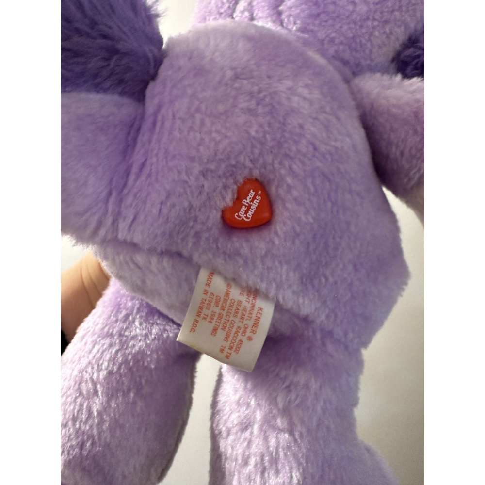 Vintage Care Bear Cousin 13” 1984 Bright Heart Raccoon Plush Purple - Picture 6 of 6